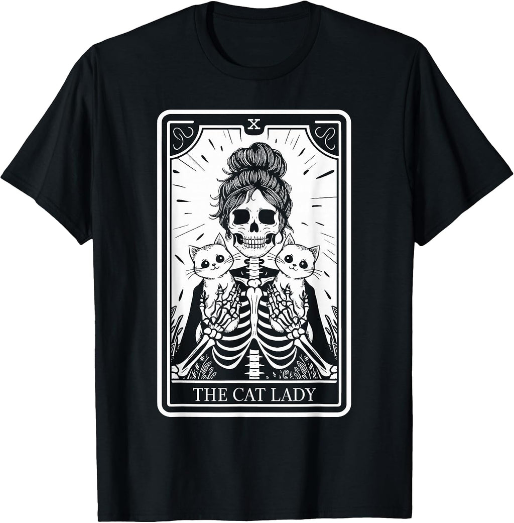 Cat Lady Tarot Card Skeleton Kitten Lover Cat Lover T-Shirt