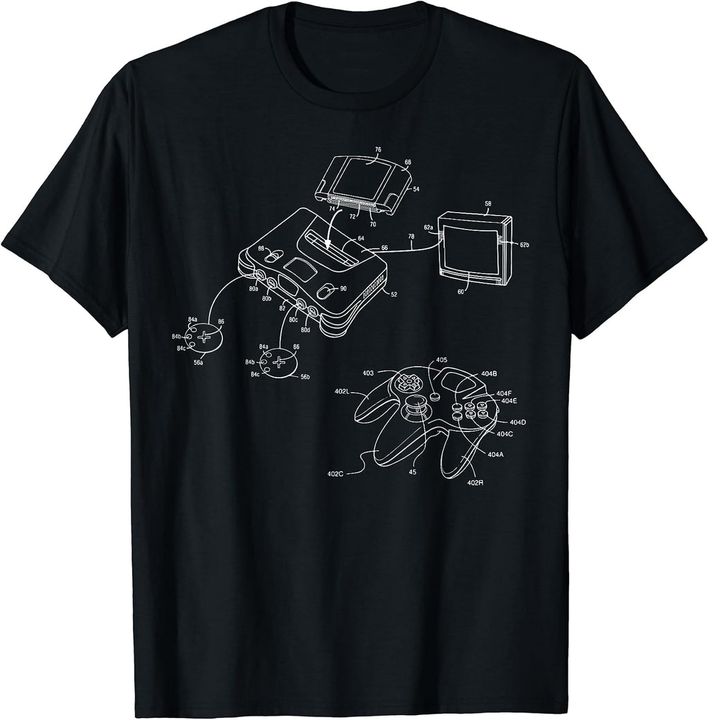 Vintage Gaming Diagram - Video Game Controller Gamer Gift T-Shirt