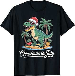 Christmas in July Boys Toddler T Rex Dinosaur Men Dino T-Shirt