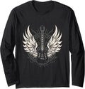 Guitar Wings Vintage Retro 80s Rock & Roll Music Long Sleeve T-Shirt