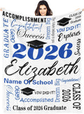 Personalized Graduation Gifts Blanket with Name - Custom Class of 2026 Graduation Gifts for Throw Blankets - Customized Blanket for High School College Graduation Party Gifts