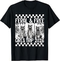 Feral & Free Girls Trip 2026 Funny Raccoon Girly Vacation T-Shirt