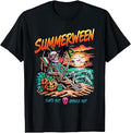 Summerween Suns Out Ghouls Out Skeleton Relaxing Beach T-Shirt