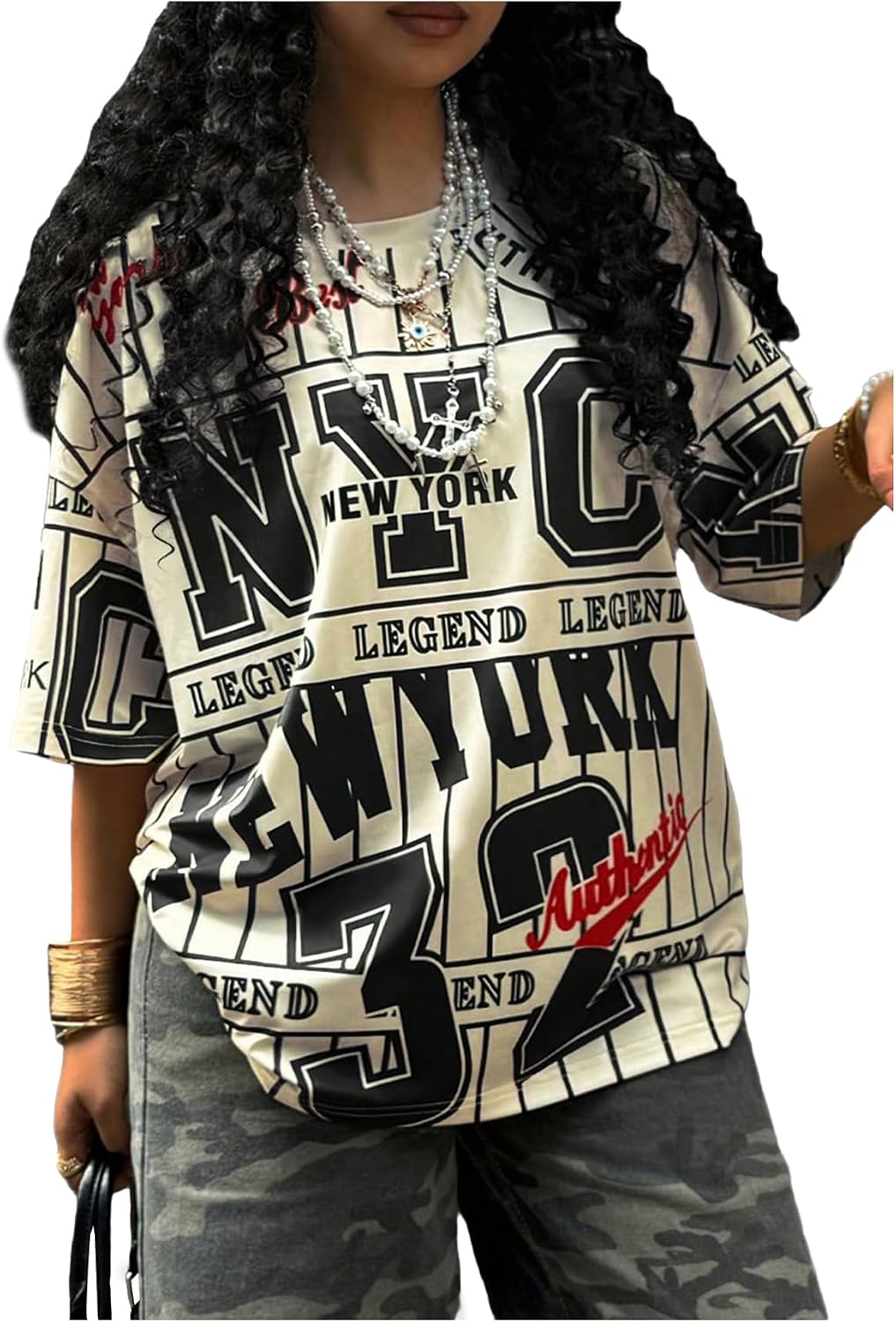Women's Y2k Graphic T-Shirts Drop Shoulder Short Sleeve Baggy Tee Tops Streetwear