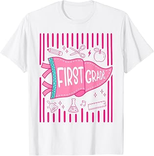 Pennants Striped 1st Grade Girls Back to School First Grade T-Shirt