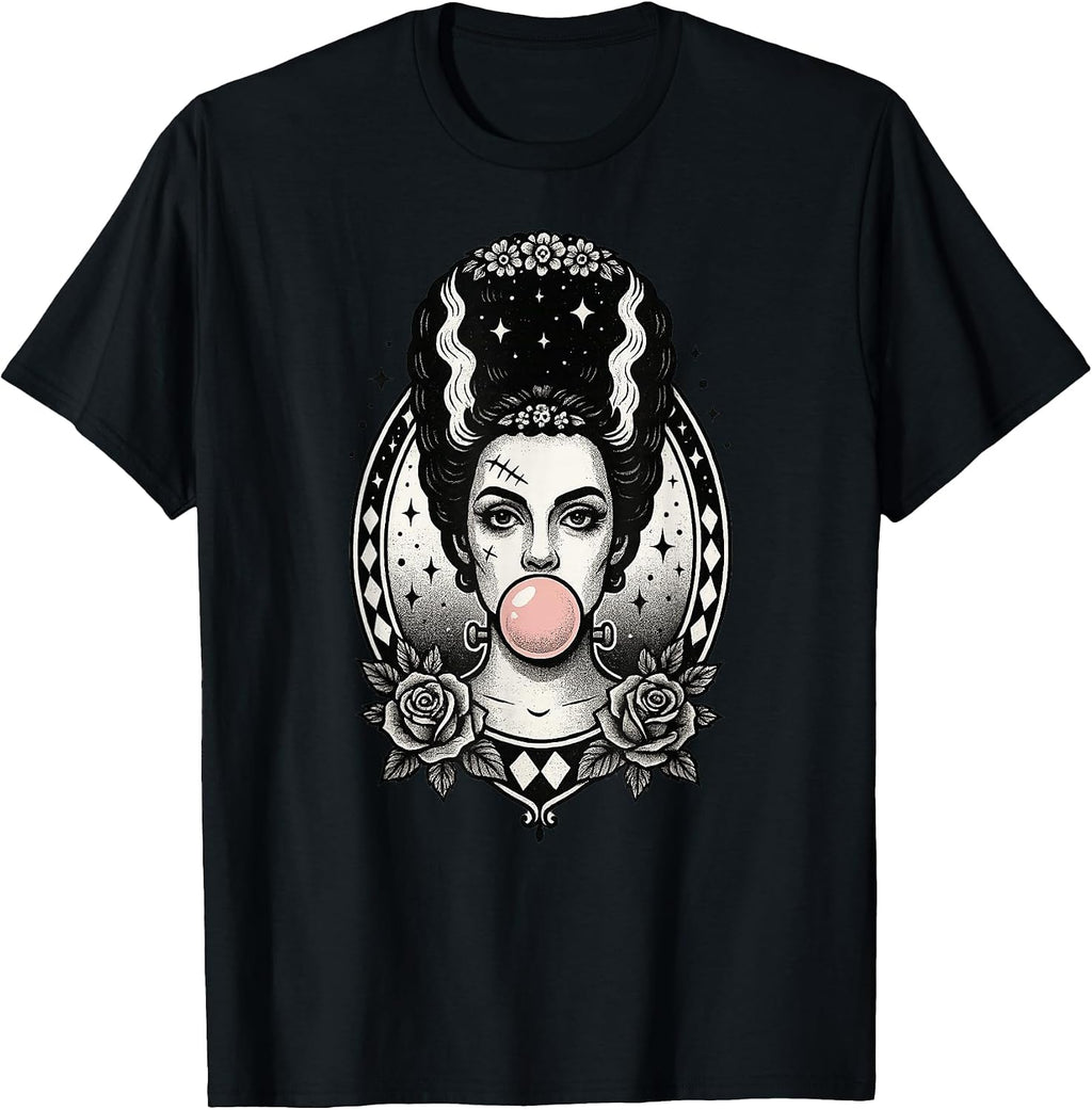 Gothic Monster Bride Bubblegum, Vintage Halloween Aesthetic T-Shirt