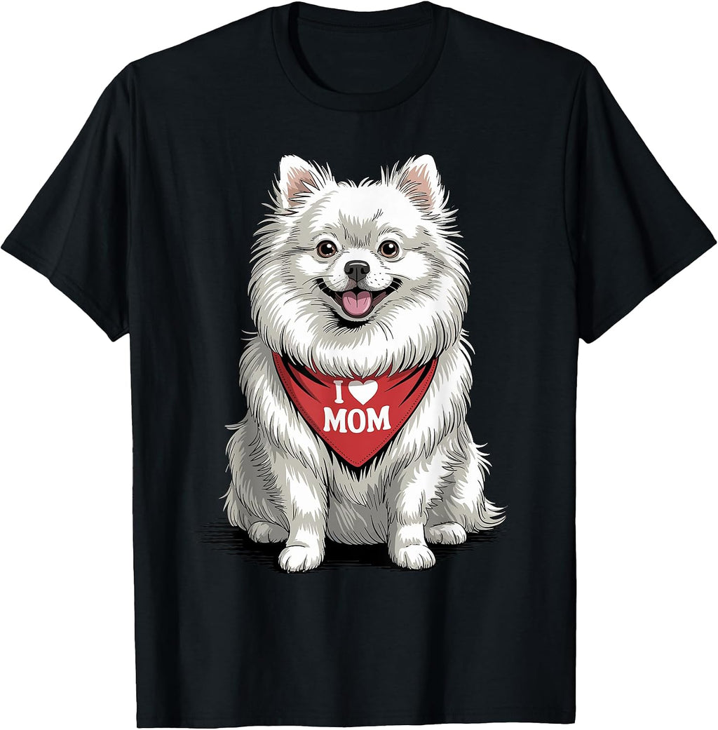 I Love Mom Pomeranian Lover Dog Mother's Day T-Shirt