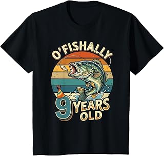Ofishally 9 Years Old 9th Birthday Fishing T-Shirt