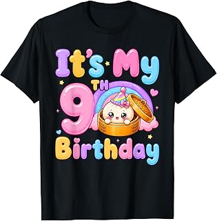 9th Birthday Girl Kawaii Dumpling Anime Birthday Party T-Shirt