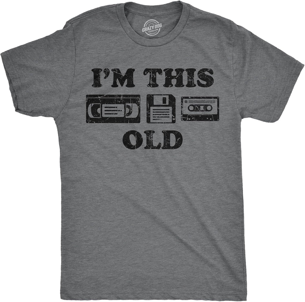 Mens Funny T Shirts I'm This Old - Oldometer 40, 50, or 60 and More Sarcastic Birthday Graphic Novelty Tees for Men