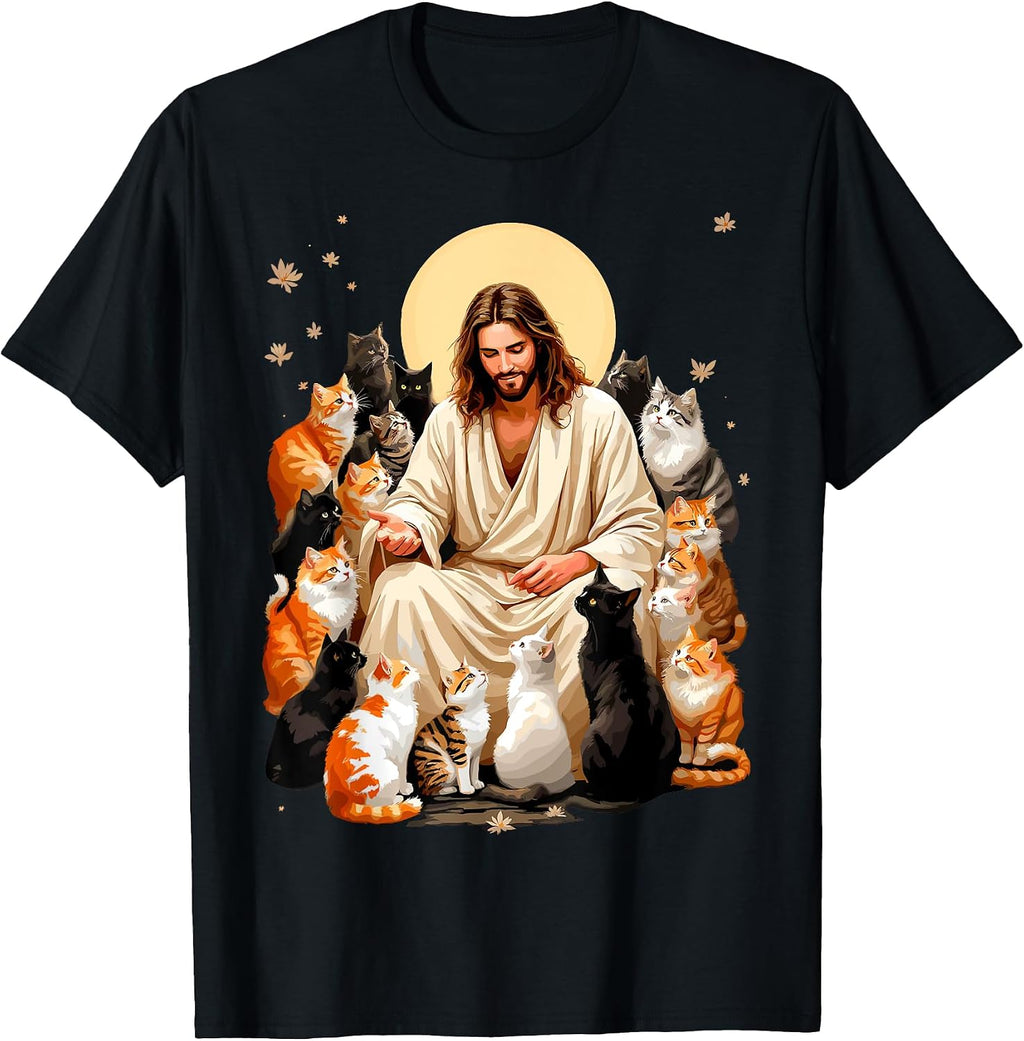 Cats & Jesus Christ Tee Kitty Lover Bible Reader Christian T-Shirt