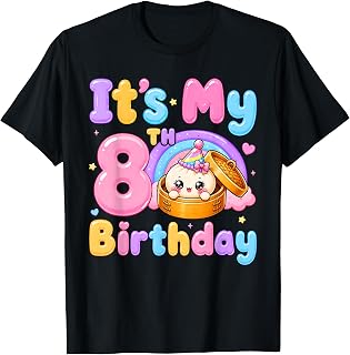 8th Birthday Girl Kawaii Dumpling Anime Birthday Party T-Shirt