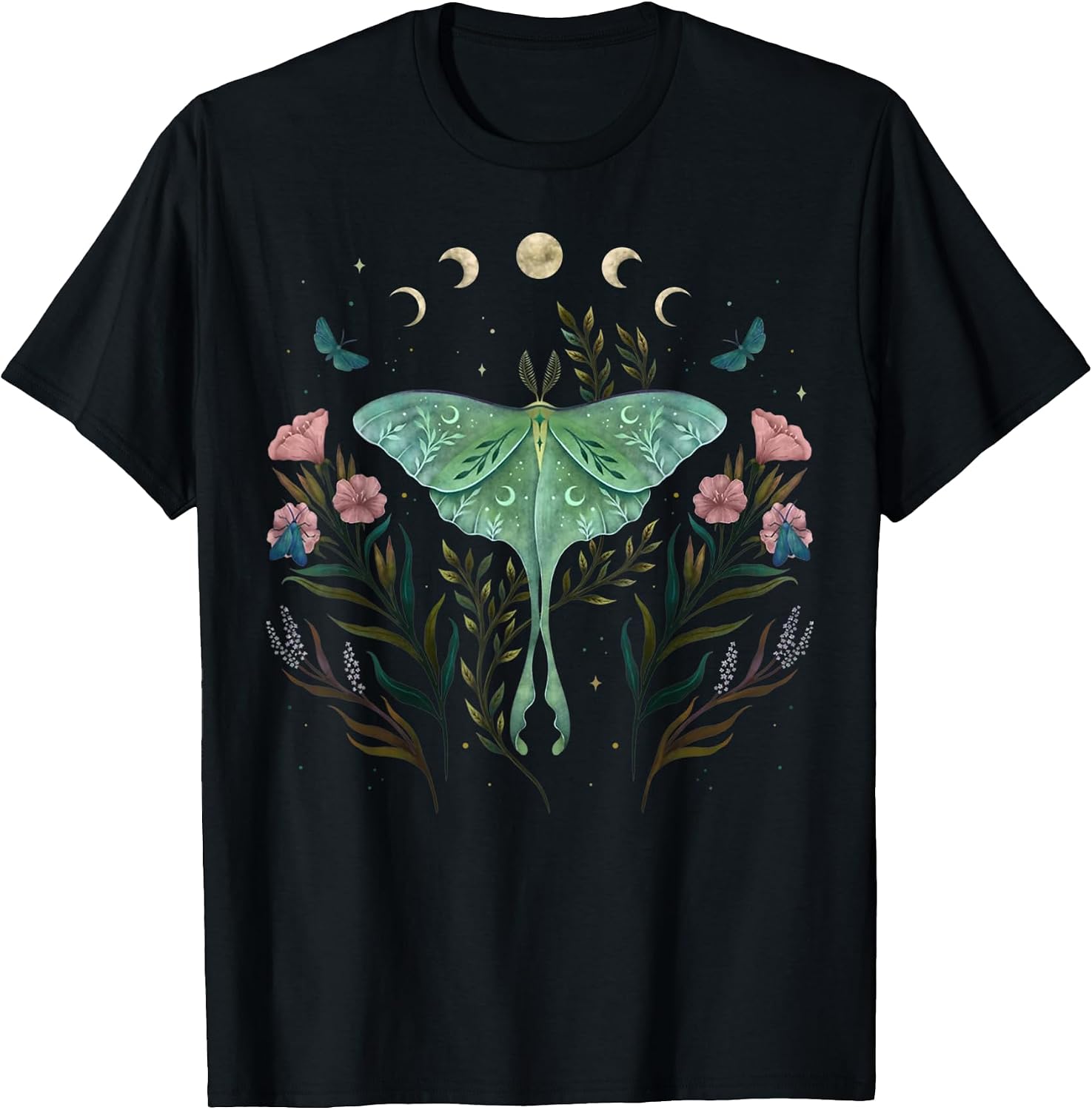 Moon Phases Luna Moth Insect Lover Cottagecore Aesthetic T-Shirt