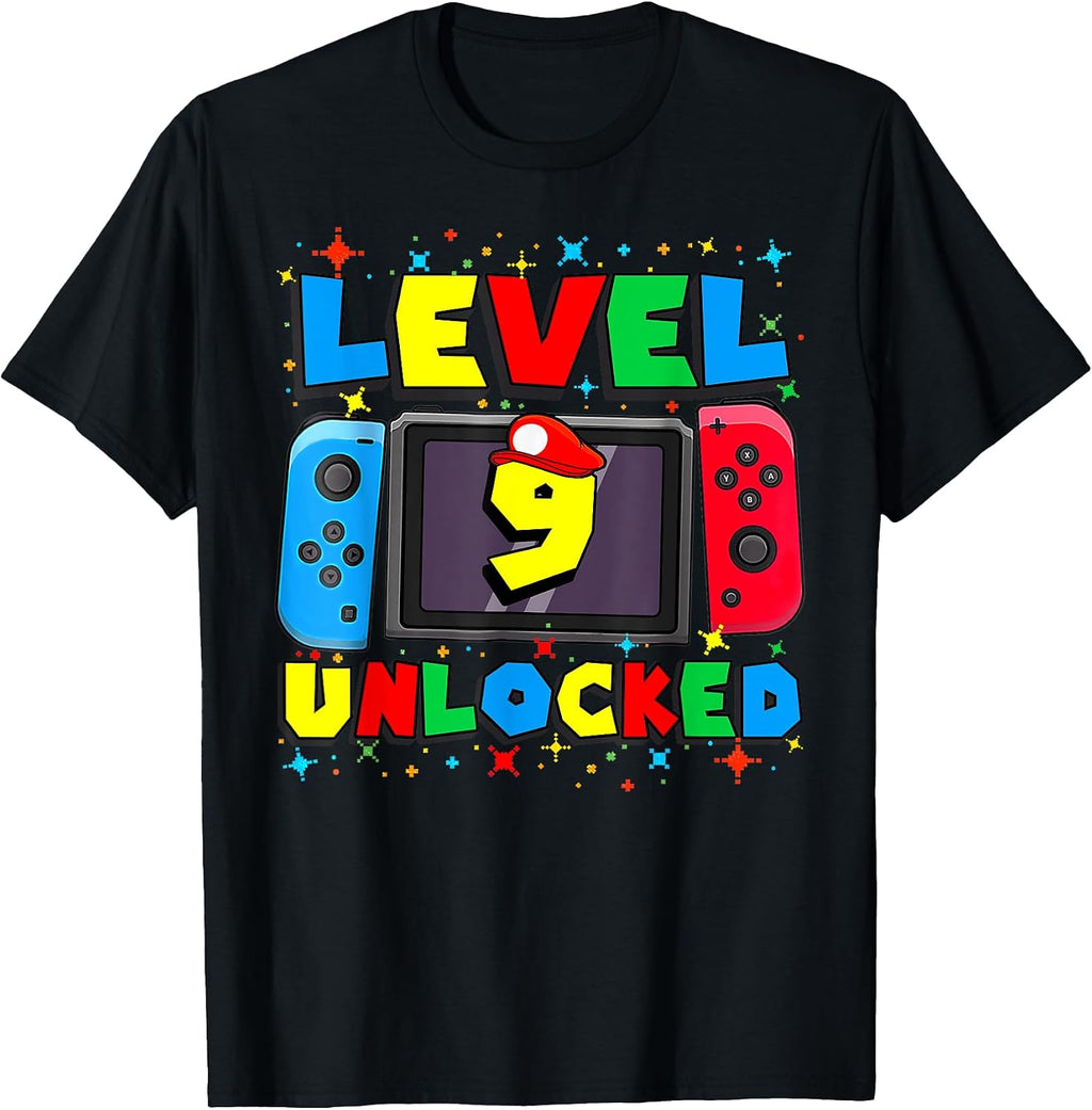 Level 9 Unlocked Gamer 9th Birthday Gift Video Game Boys T-Shirt