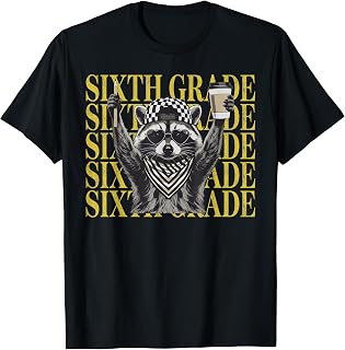 Funny Sixth Grade Raccoon Back to School Teacher T-Shirt