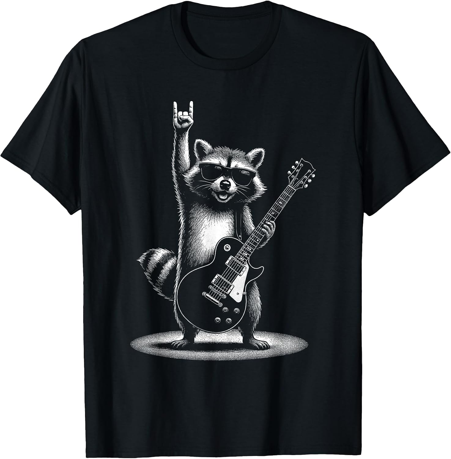 Raccoon Rock Music Band Guitar Men Women Kids Funny Raccoon T-Shirt
