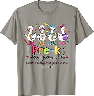 Pre-K Silly Goose Club Teacher Kids Funny Back to School T-Shirt