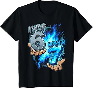 Kids I was 6 Now I'm 7 7th Birthday 6 7 Birthday Boys T-Shirt