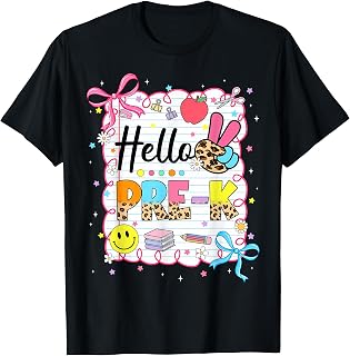 Hello Prek Pre K Coquette First Day of School Girl Kid T-Shirt