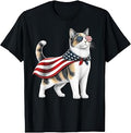 Calico Cat 4th of July US American Flag Patriotic T-Shirt