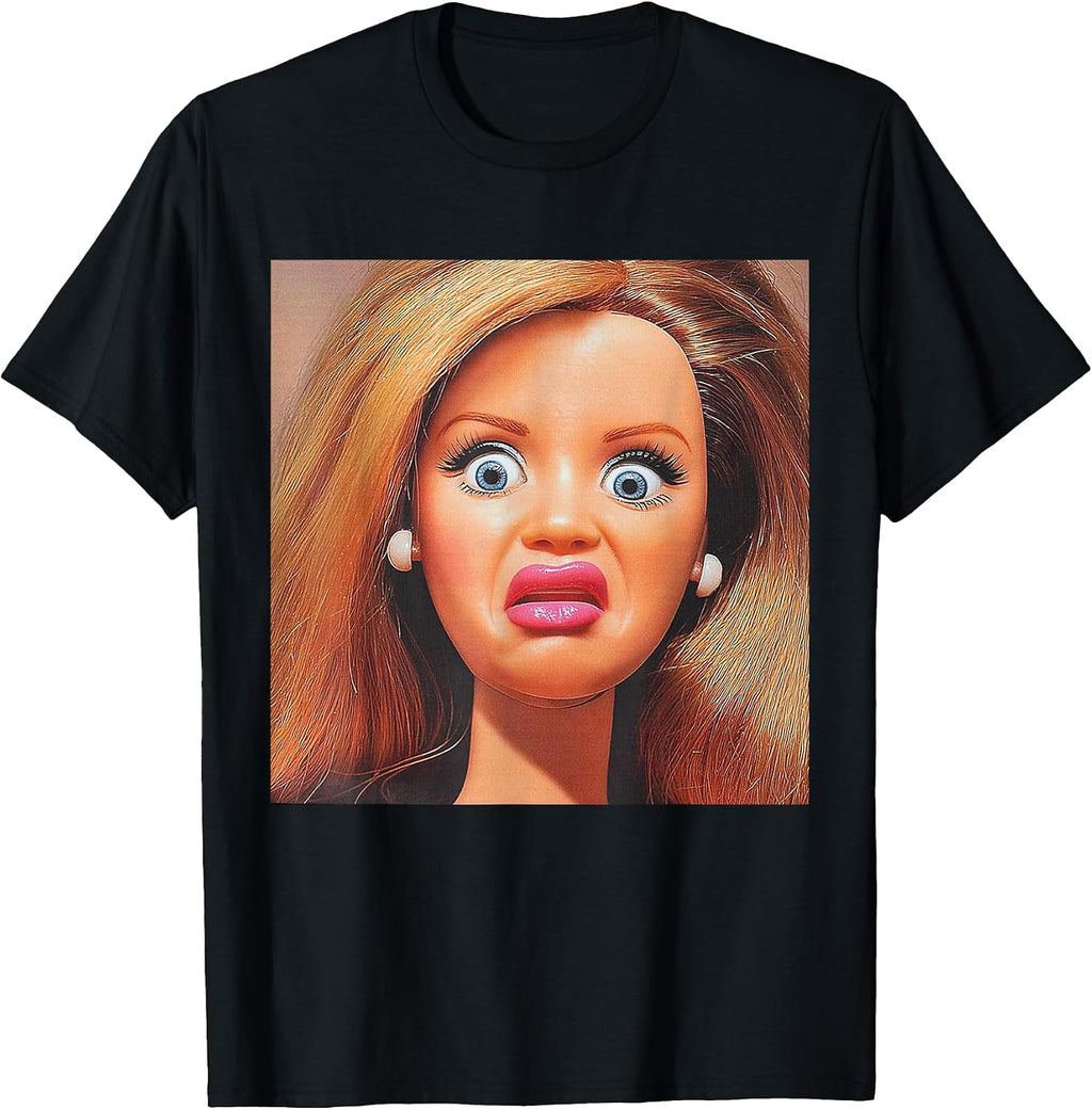Funny Disgusting Doll face Meme Hilarious Sarcastic Gift Y2K T-Shirt