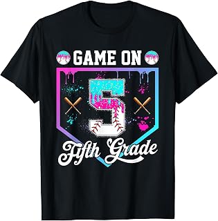 Game On 5th Grade Baseball Drip Ice Cream Back to School T-Shirt