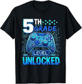 Back to School 5th Grade First Day Level Unlocked Gamer Boys T-Shirt