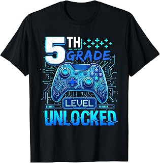Back to School 5th Grade First Day Level Unlocked Gamer Boys T-Shirt