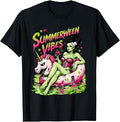 Summerween Spooky Summer Ghoul Beach Unicorn Halloween T-Shirt