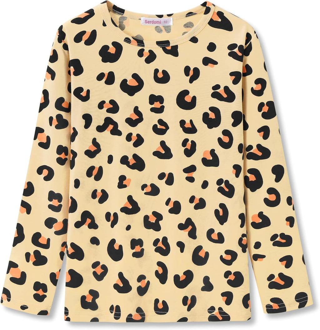 Girls Long Sleeve T-Shirt - Soft Tops Pink Cute Cat Graphic Tee Size 6-14
