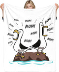 Funny Seagull Mom Throw Blanket Personalized Name from Daughter, Soft Fleece Custom Birthday Gift for Women Home Decor