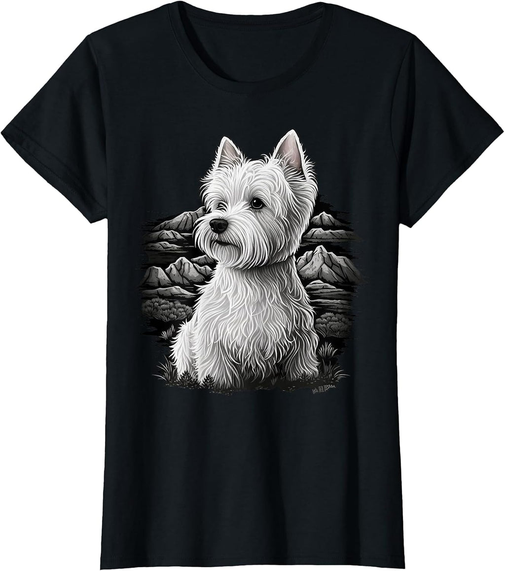 Cute Westie Dog on West Highland White Terrier Lover T-Shirt