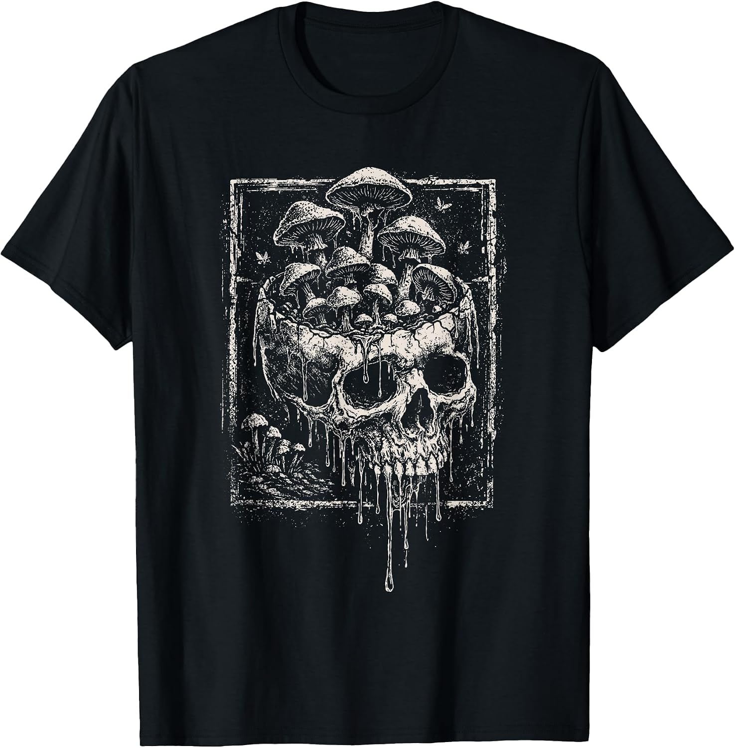 Skull Mushroom Dark Grunge Skeleton Forest Horror Aesthetic T-Shirt