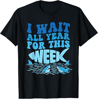 Funny Shark Lover I Wait All Year for This Week 2026 Groovy T-Shirt
