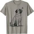 Pug Dog with Butterfly Graphic Tee Men Kids Dogs Face T-Shirt