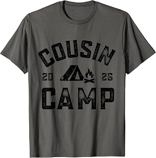 Retro Cousin Camp 2026 Camping Crew Family Vacation Campfire T-Shirt