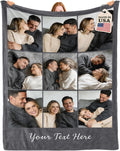 Bemaystar Custom Blanket with Picture Text, Personalized Blanket, Photo Blanket, Made in USA, Fast Next Day Shipping, Picture Blanket Gift for Mom Dad, Mother's Day Father's Day Birthday Christmas-9P