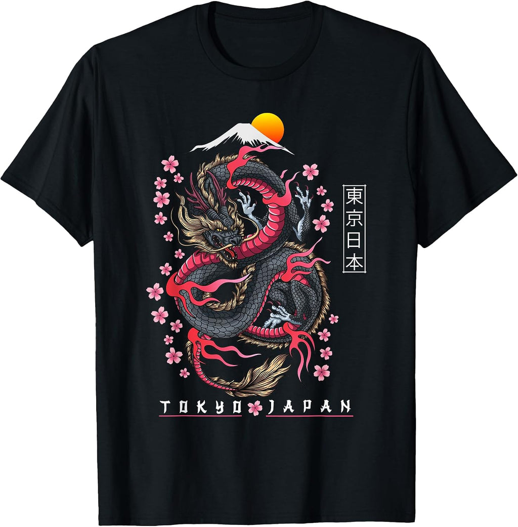 Japanese Aesthetic Dragon Tokyo Japan Manga Anime Asian 80’s T-Shirt
