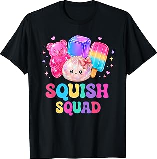 Squish Squad Kawaii Dumpling Rainbow Candy Aesthetic Bow T-Shirt