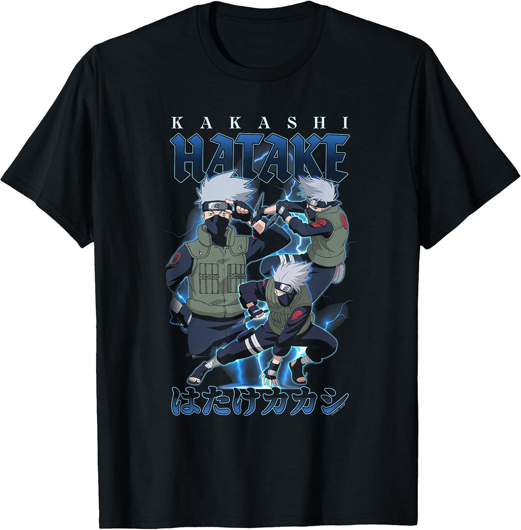 Shippuden Retro Kakashi Lightning Poses Anime T-Shirt