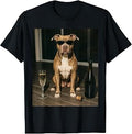 Vintage Pitbull Drinking Champagne Sunglasses Dog Lover T-Shirt