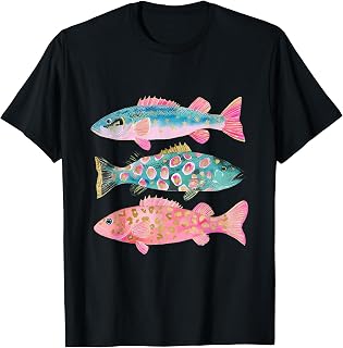 Colorful Rainbow Trout Preppy Summer Lake Life Fishing T-Shirt