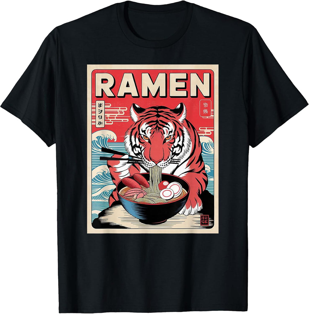 Tiger Ramen Japanese Noodles Kawaii Anime Tiger T-Shirt