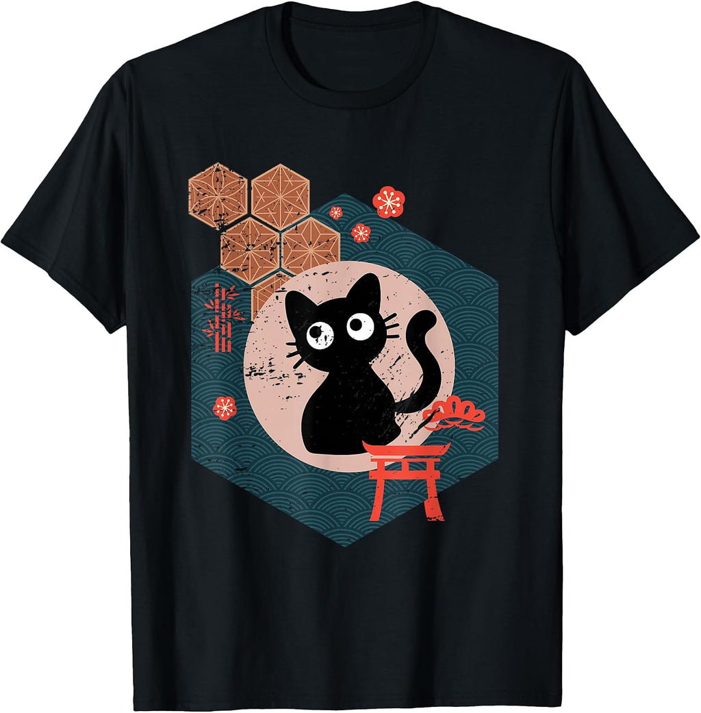 Black Cat Lover Japanese Kitten Anime Tokyo Otaku Lifestyle T-Shirt Small