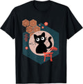 Black Cat Lover Japanese Kitten Anime Tokyo Otaku Lifestyle T-Shirt Small