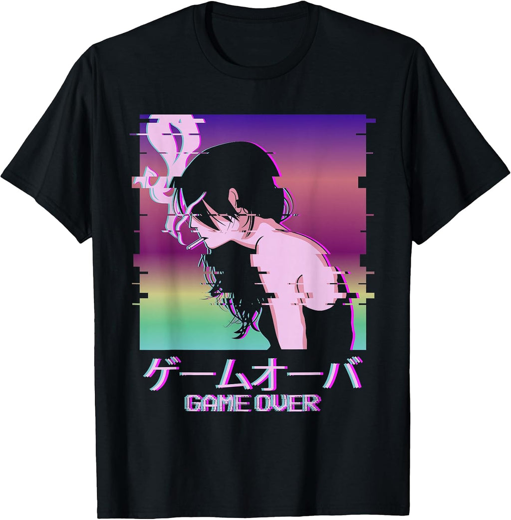 Vaporwave Anime Girl Indie Old Aesthetic Sad Anime Girl T-Shirt