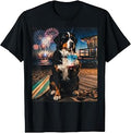 Patriotic Bernese Mountain Dog Beach Fireworks Summer Art T-Shirt