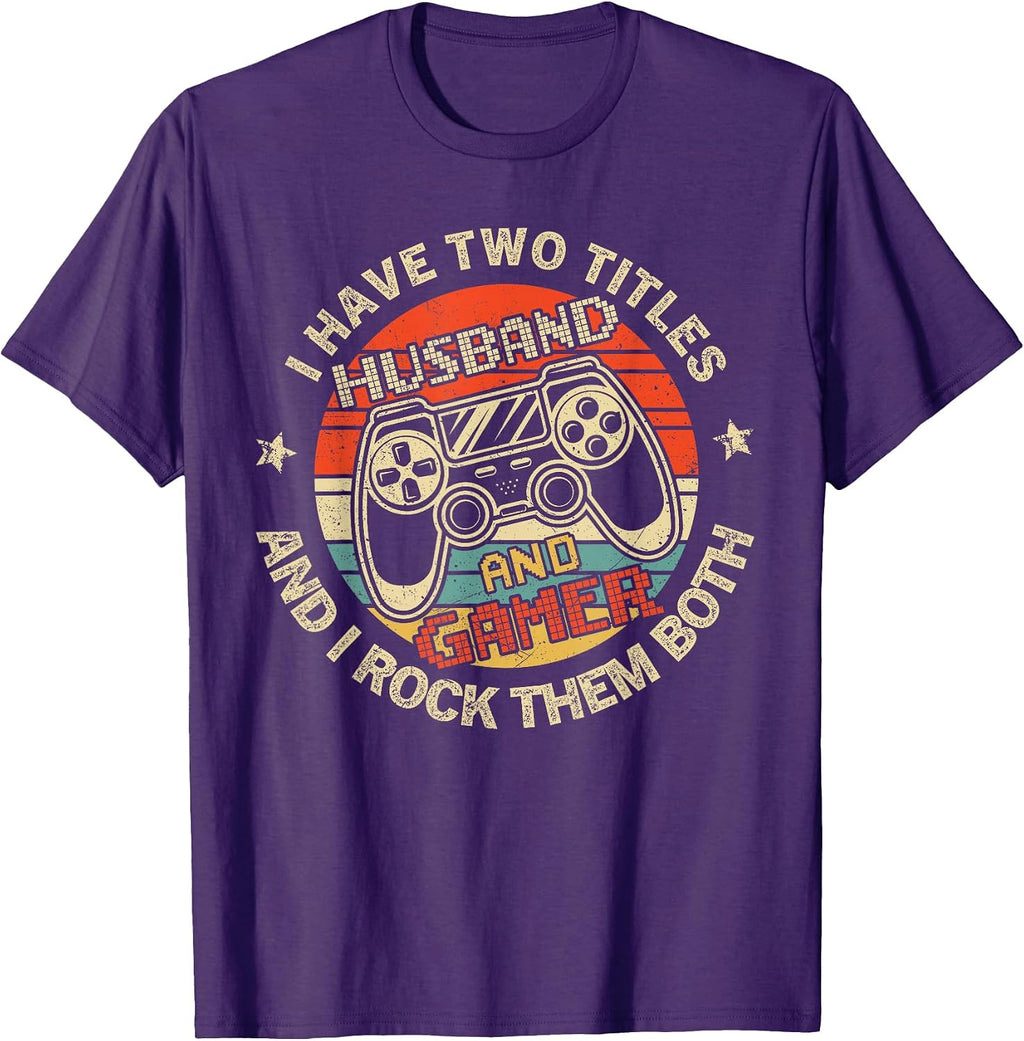 Vintage I Have Two Titles Husband Gamer Gaming Video Games T-Shirt