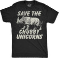 Mens Funny T Shirts Save The Chubby Unicorns Sarcastic Rhino Graphic Novelty Tee for Men