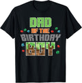 Dad of Birthday Boy Pixel Gaming Bday Party Men T-Shirt